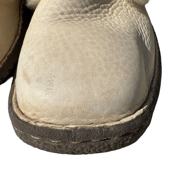 Born Shearling Boots 10 Cream Leather Lined Fold Over Winter Apres Ski Shoe - Picture 9 of 11